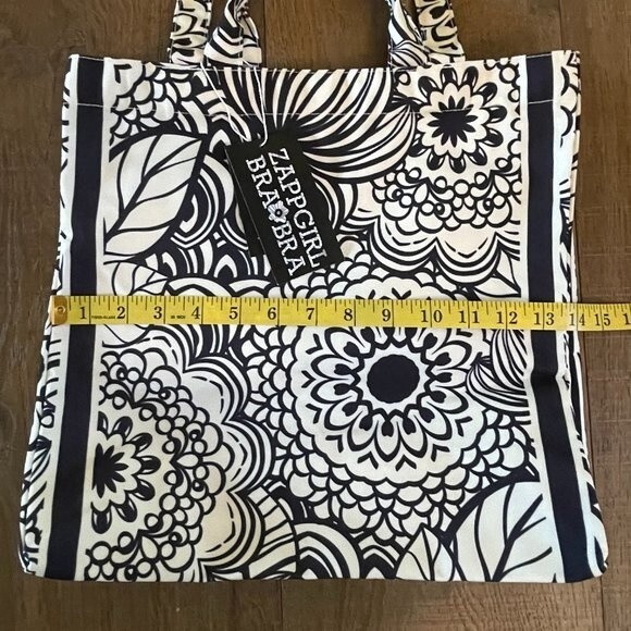 Canvas Lilly Black&White Patterned Women's Bag Tote - Picture 6 of 6